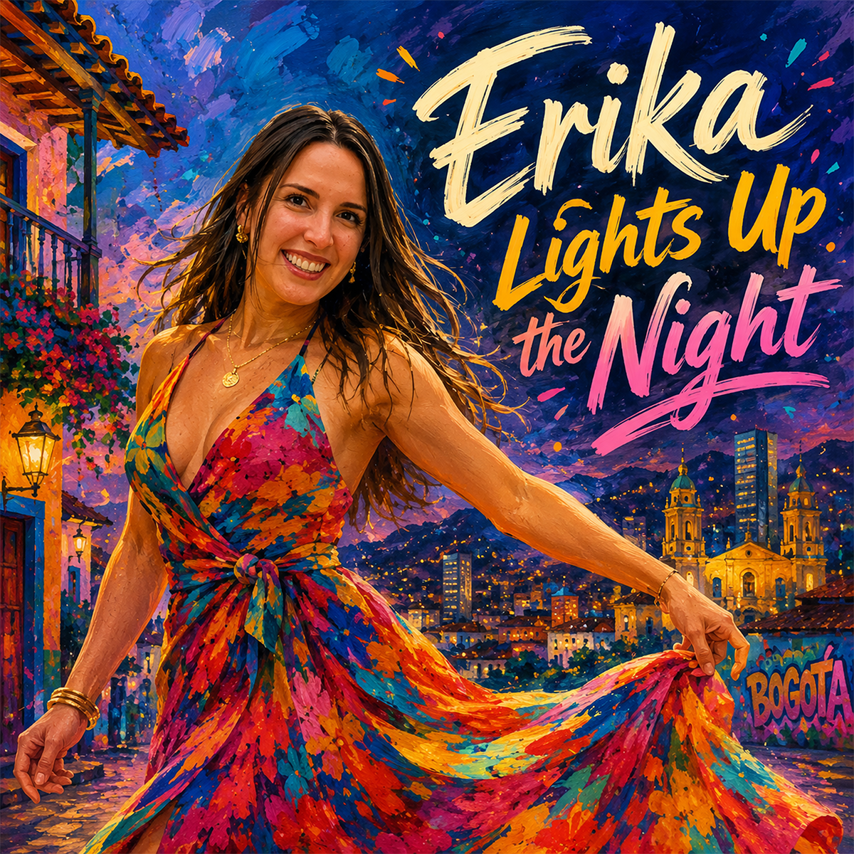 Erika Lights Up the Night — single cover art by Julián Laverde